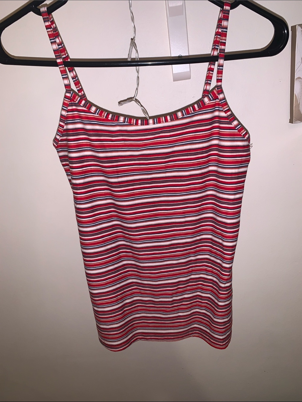 Women’s Small Red Striped Tank Top - Spaghetti Strap